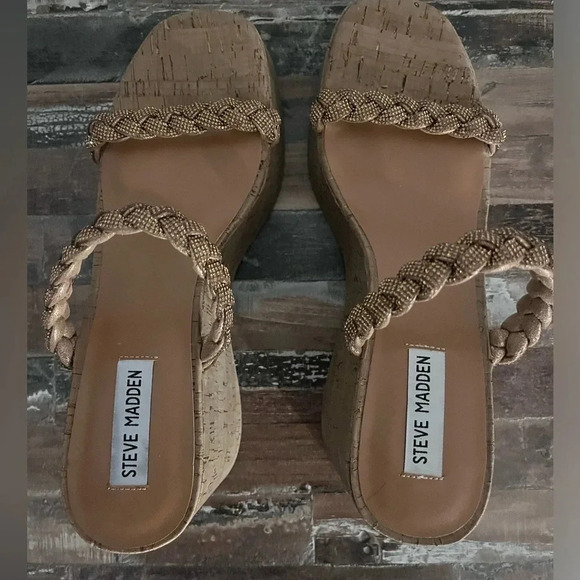 Steve Madden Copper Rhinestone Danya Platform Slide Women Size 9 - Picture 2 of 6